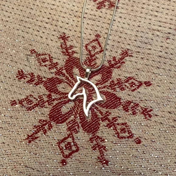 Horse 🐴 Head Silhouette 925 Silver Necklace - Picture 5 of 8